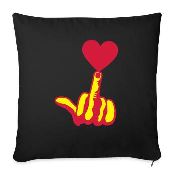 fuck love heart heart love love finger - Sofa pillowcase 17,3'' x 17,3'' (45 x 45 cm) - black - Front