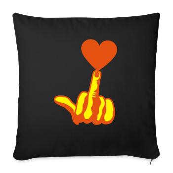 fuck love heart heart loves love finger - Sofa pillowcase 17,3'' x 17,3'' (45 x 45 cm) - black - Front