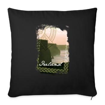 Irland T Shirt Design Steilküste - Sofakissenbezug 45 x 45 cm - Schwarz - Vorne