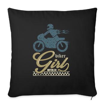 BIKER GIRL motorcycle christmas gift biker tshirt - Sofa pillowcase 17,3'' x 17,3'' (45 x 45 cm) - black - Front