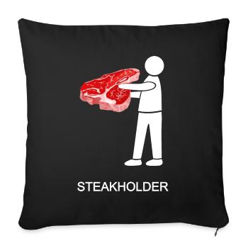 stakeholder, Steakholder, Steak, Viande, T-Bone - Housse de coussin décorative 45 x 45 cm - noir - Devant