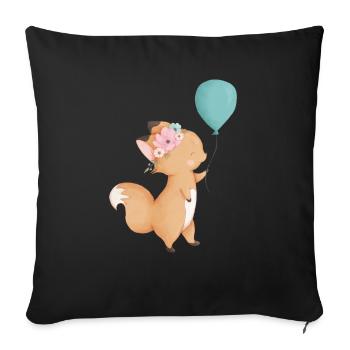 Ballon bébé renard - Housse de coussin décorative 45 x 45 cm - noir - Devant