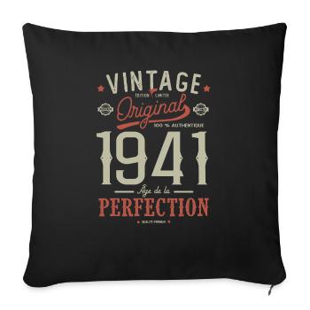 âge de la perfection 1941, anniversaire 81 ans - Housse de coussin décorative 45 x 45 cm - noir - Devant