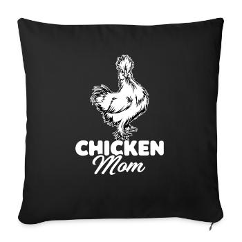 Poulet maman maman rigolo poulet - Housse de coussin décorative 45 x 45 cm - noir - Devant