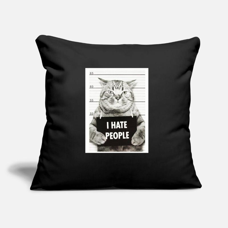 Le chat déteste les gens Housse de coussin décorative 45 x 45 cm