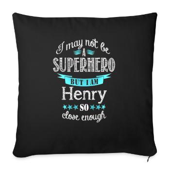 Superhero Henry - Sofa pillowcase 17,3'' x 17,3'' (45 x 45 cm) - black - Front