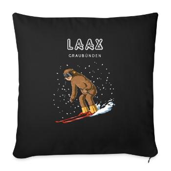 Laax Graubünden Schweiz Retro Ski Faultier - Sofakissenbezug 45 x 45 cm - Schwarz - Vorne