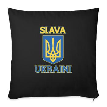 Slava Ukraini Wappen - Sofakissenbezug 45 x 45 cm - Schwarz - Vorne
