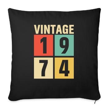cadeau anniversaire homme amie femme original 1974 - Housse de coussin décorative 45 x 45 cm - noir - Devant