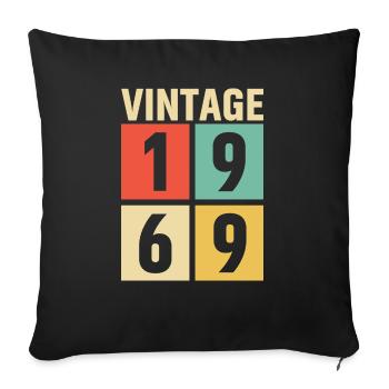 cadeau anniversaire homme amie femme original 1969 - Housse de coussin décorative 45 x 45 cm - noir - Devant
