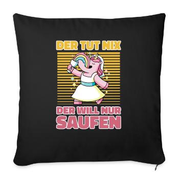 Einhorn Bräutigam Saufen Bier Trinken - Lustiges - Sofakissenbezug 45 x 45 cm - Schwarz - Vorne