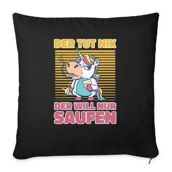 Böses Alkoholiker Einhorn - Lustiges Saufen Bier - Sofakissenbezug 45 x 45 cm - Schwarz - Vorne