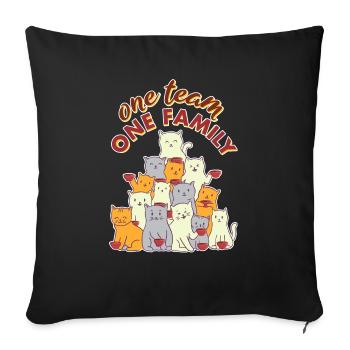 team family cat coffee work colleagues party - Sofa pillowcase 17,3'' x 17,3'' (45 x 45 cm) - black - Front