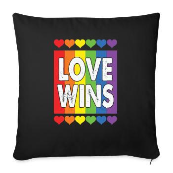 LBGT Flag Gay Pride L’amour humain gagne - Housse de coussin décorative 45 x 45 cm - noir - Devant