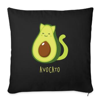 Cat Avocado Avocato Funny Animal Puns - Sofa pillowcase 17,3'' x 17,3'' (45 x 45 cm) - black - Front