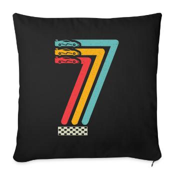 7. Geburtstag Rennwagen 7 Jahre alt Rennauto - Sofakissenbezug 45 x 45 cm - Schwarz - Vorne