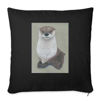 230324 Loutre 3 - Housse de coussin décorative 45 x 45 cm - noir - Devant