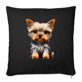 Dog Owner Yorkshire Terrier Puppy Dog - Sofa pillowcase 17,3'' x 17,3'' (45 x 45 cm) - black - Front