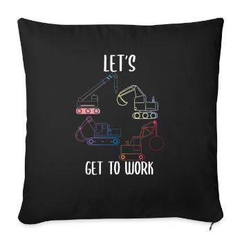 Excavator Construction Site Construction Worker Girl I Gift - Sofa pillowcase 17,3'' x 17,3'' (45 x 45 cm) - black - Front