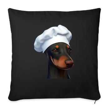 Doberman Restaurateur Doberman Puppy Dog Cooks - Housse de coussin décorative 45 x 45 cm - noir - Devant