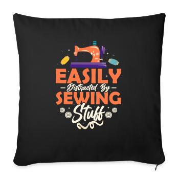 Easily Distracted By Sewing Stuff Sewing Machine - Sofa pillowcase 17,3'' x 17,3'' (45 x 45 cm) - black - Front