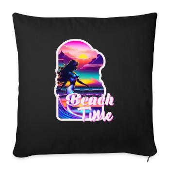 surf - beach time - retro - Sofa pillowcase 17,3'' x 17,3'' (45 x 45 cm) - black - Front