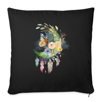 Moon Dream Catcher Butterfly Roses, Drawing - Sofa pillowcase 17,3'' x 17,3'' (45 x 45 cm) - black - Front
