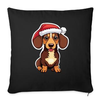 Dachshund with Christmas - Sofa pillowcase 17,3'' x 17,3'' (45 x 45 cm) - black - Front