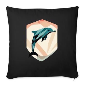 dolphin - Sofa pillowcase 17,3'' x 17,3'' (45 x 45 cm) - black - Front