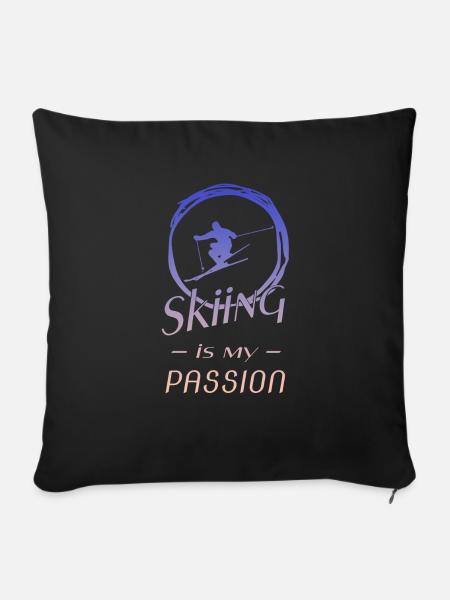 skiing - Sofakissenbezug 45 x 45 cm - Schwarz