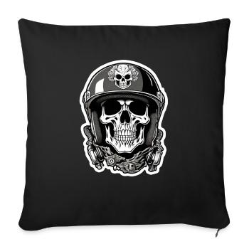 Totenkopf - Skelett - Totenkopf - Motorradhelm - Sofakissenbezug 45 x 45 cm - Schwarz - Vorne