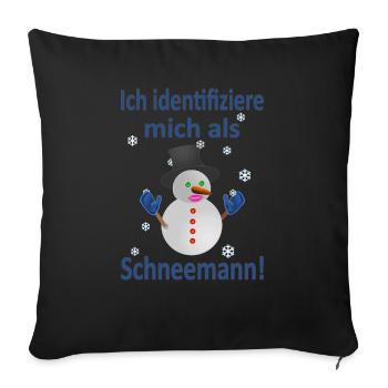 Schneemann Identität - Vers.2 - Sofakissenbezug 45 x 45 cm - Schwarz - Vorne