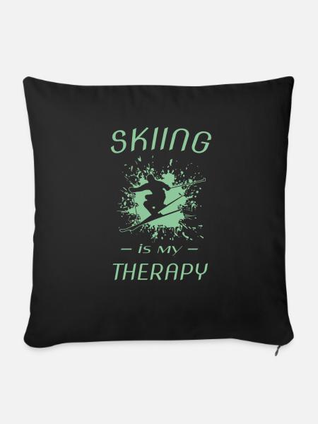 Skiing - Sofakissenbezug 45 x 45 cm - Schwarz