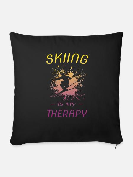 skiing ski skifahren - Sofakissenbezug 45 x 45 cm - Schwarz