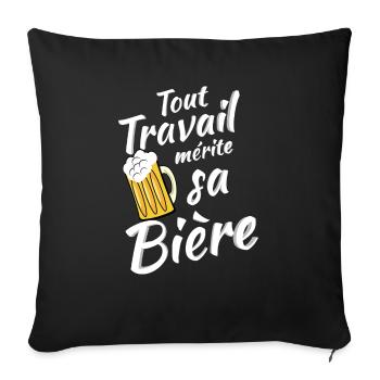 Tout travail mérite sa Bière - Housse de coussin décorative 45 x 45 cm - noir - Devant