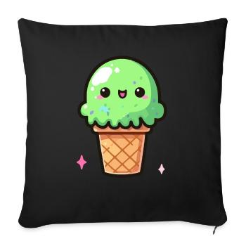 Glace pistache - Housse de coussin décorative 45 x 45 cm - noir - Devant