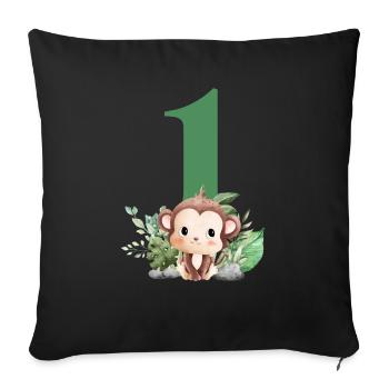 1st Birthday Monkey Safari - Sofa pillowcase 17,3'' x 17,3'' (45 x 45 cm) - black - Front