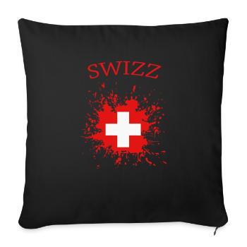 Schweiz, schweizer Flagge - Sofakissenbezug 45 x 45 cm - Schwarz - Vorne