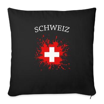 Schweiz Flagge - Sofakissenbezug 45 x 45 cm - Schwarz - Vorne