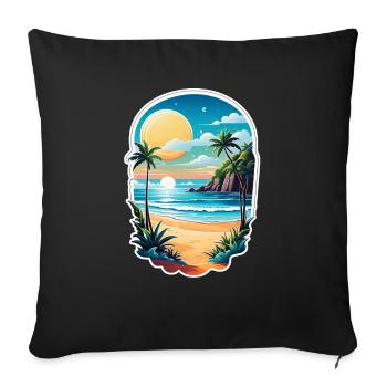 plage vacances soleil mer - Housse de coussin décorative 45 x 45 cm - noir - Devant