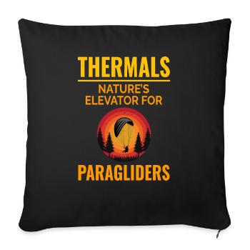 Pilote de parapente Parapente Aventures Thermiques - Housse de coussin décorative 45 x 45 cm - noir - Devant