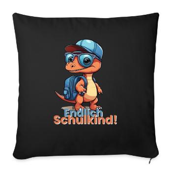 Finally schoolchild school start school start saying - Sofa pillowcase 17,3'' x 17,3'' (45 x 45 cm) - black - Front