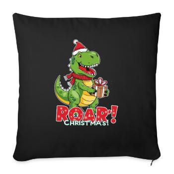 Dinosaure de Noël – ROAR - Housse de coussin décorative 45 x 45 cm - noir - Devant