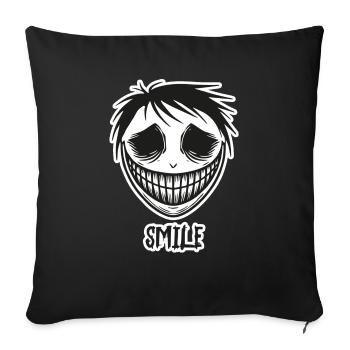 Visage souriant effrayant - Conception de sourire - Housse de coussin décorative 45 x 45 cm - noir - Devant
