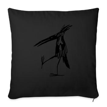 Standing bird - Sofa pillowcase 17,3'' x 17,3'' (45 x 45 cm) - black - Front