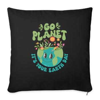 Go Planet C’est votre Jour de la Terre Planète Environnemental - Housse de coussin décorative 45 x 45 cm - noir - Devant
