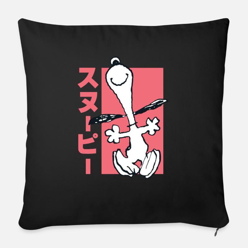 Peanuts Design Mit Rennendem Snoopy Lustig - Sofakissenbezug 45 x 45 cm - Schwarz