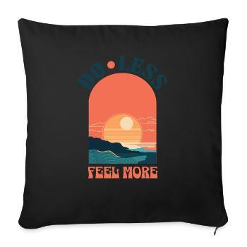Do Less, Feel More – Coucher de soleil de style rétro - Housse de coussin décorative 45 x 45 cm - noir - Devant