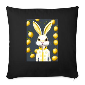 Lapin aux agrumes, éclat de citron - Housse de coussin décorative 45 x 45 cm - noir - Devant