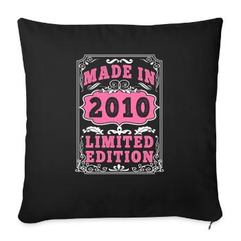 Vintage Born in 2010 made in 2010 15 years old. Art_20 - Sofa pillowcase 17,3'' x 17,3'' (45 x 45 cm) - black - Front